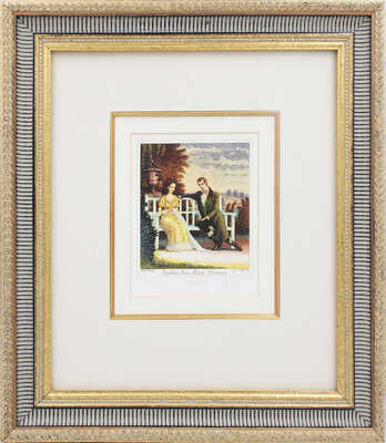 [Экслибрис Евы Марии Виммер. «Евгений Онегин» / Худож. Г. Верещагин]. Exlibris Eva Maria Wimmer. Evgenii Onegin. 1995.